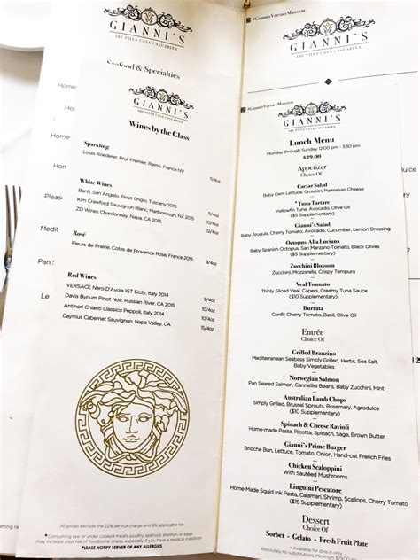 how much is lunch at the versace mansion|versace mansion menu prices.